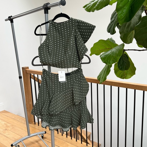 Other - Two piece set - green with white polka dots - skirt and top